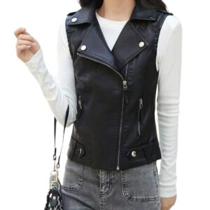 Bold and Stylish: Black Motorcycle Leather Vest