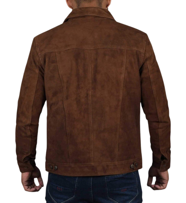 Men Suede Trucker Jacket, Real Suede Leather Western Classic Dark Brown Shirt Jacket For Men's, Cowboy Suede Shirt