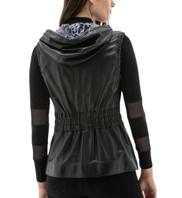 Sleek and Stylish: Black Fashionable Hooded Leather Vest