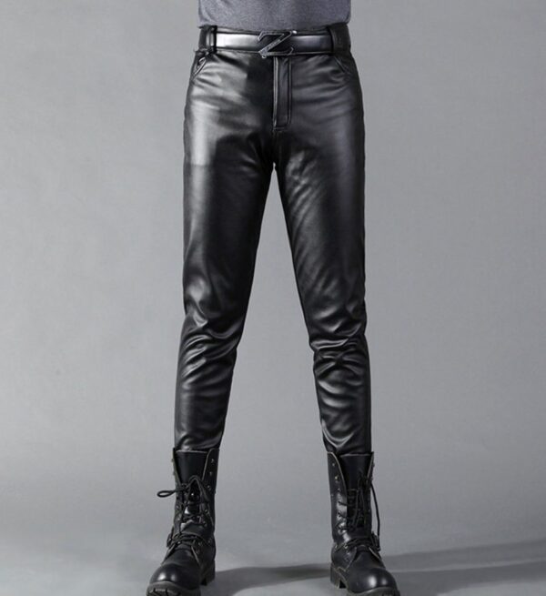 Men's Skinny Fit Leather Pants: Stylish PU Leather Trousers