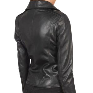 Retro Revival Women's Leather Biker Jacket Back - Leather Jacket For Women In UK