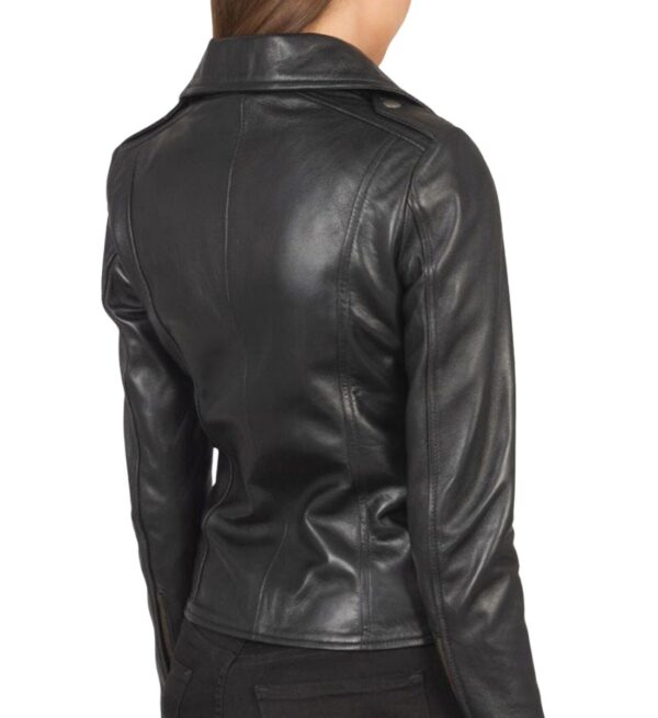 Retro Revival Women's Leather Biker Jacket Back - Leather Jacket For Women In UK