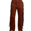 Wild West Elegance: Men's Suede Leather Cowhide Pants with Fringes