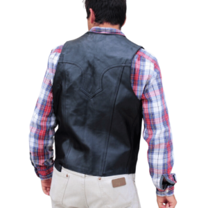 Retro Chic: 1970s Vintage Black Leather Vest