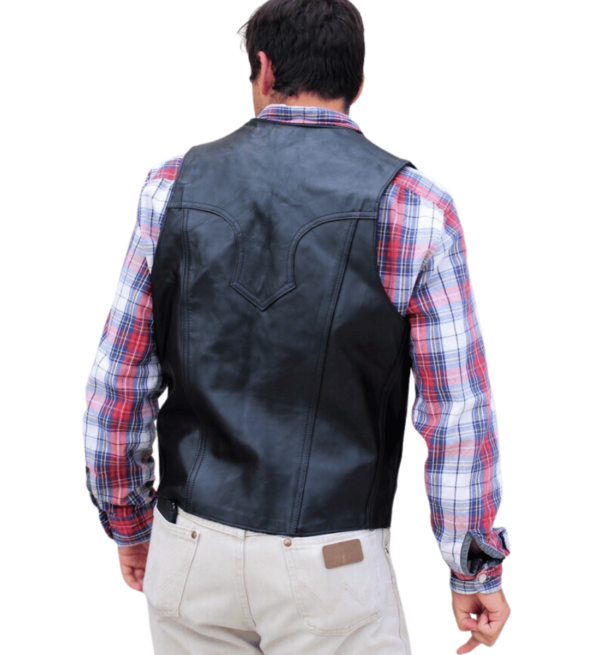 Retro Chic: 1970s Vintage Black Leather Vest