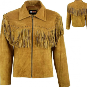 Rustic Suede Fringed Cowboy Jacket for Men