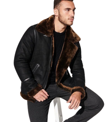 Aviator's Shearling Leather Jacket for Men
