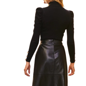 Chic Elegance: Custom-Made Plus Size A-Line Black Leather Skirt with Pockets