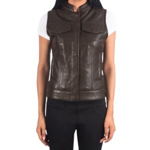 Café Racer Couture: Women's Brown Leather Vest