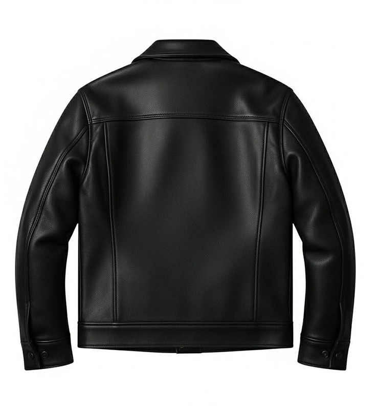 Fernando Unique Black Leather Trucker Jacket model image