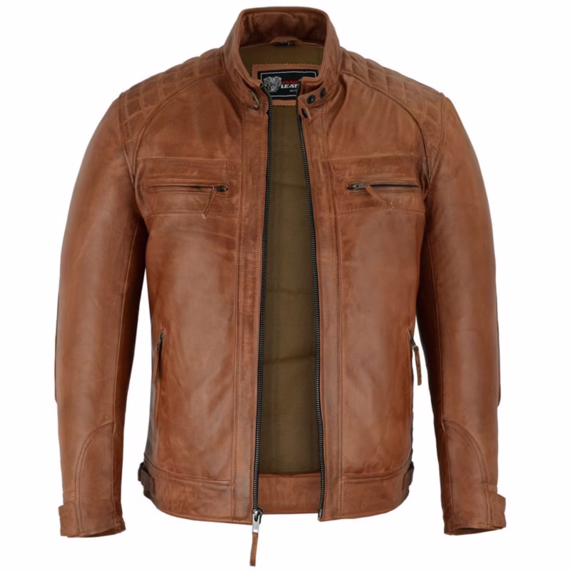 Austin Brown Motorcycle Leather Jacket for Men