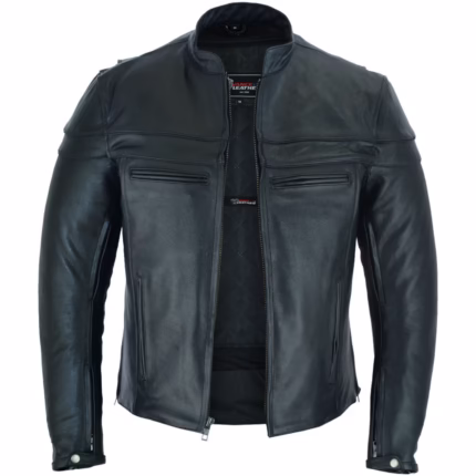 Cowhide Cafe Racer Leather Motorcycle Jacket for Men