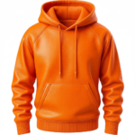 Men’s Orange Real Leather Hoodie with Front Kangaroo Pocket