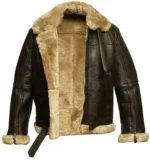 Men RAF B3 brown sheepskin leather aviator jacket
