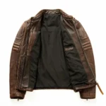 Tom Cruise Inspired Men’s Distressed Brown and Black Leather Biker Jacket