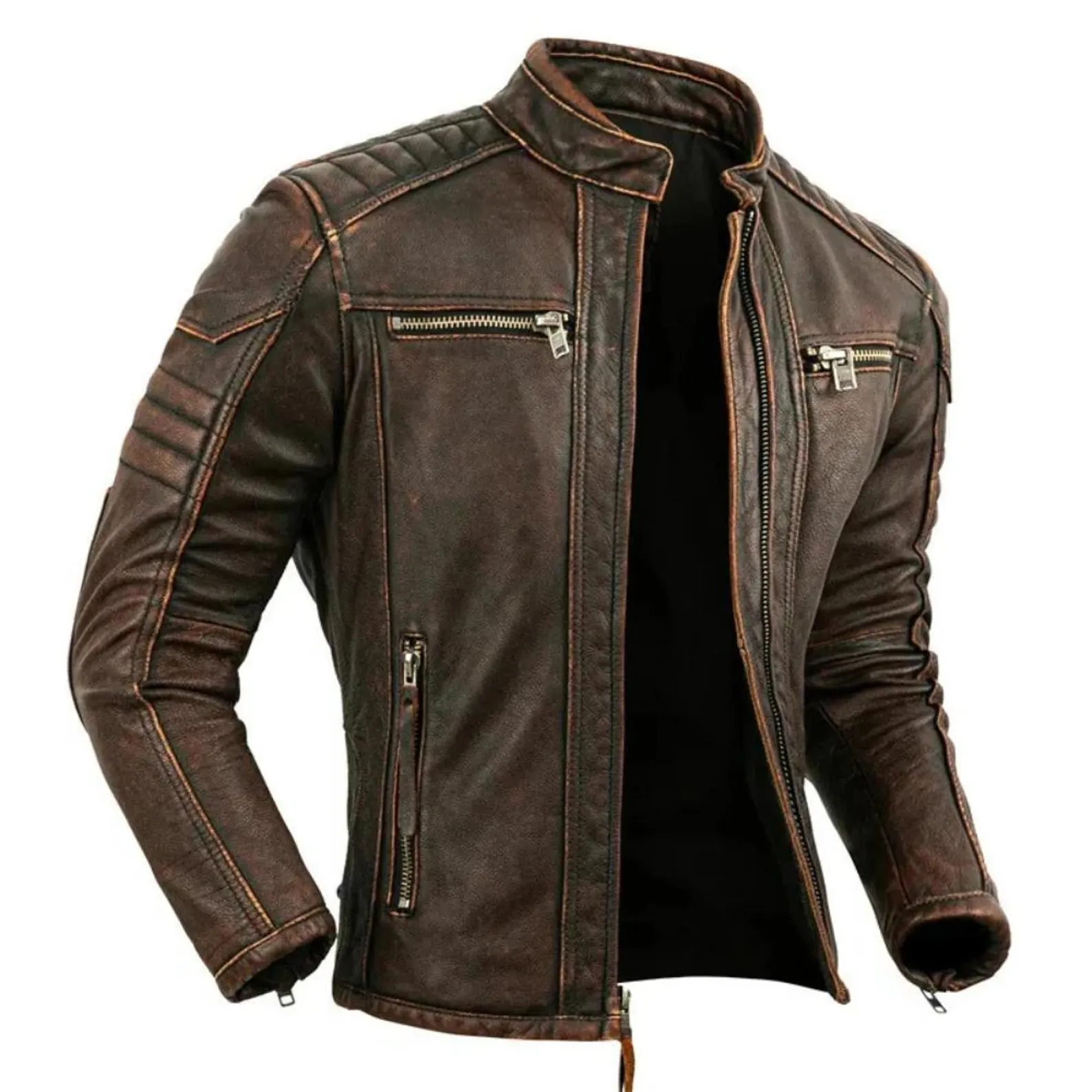 tom-cruise-inspired-distressed-brown-black-leather-biker-jacket (4) Tom Cruise Inspired Men’s Distressed Brown and Black Leather Biker Jacket