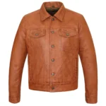 Trucker Austin Brown Leather Jacket for Men
