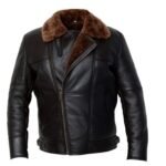 Henry Cavill Inspired Black Shearling Leather Jacket with warm shearling lining and premium leather design