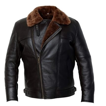 Henry Cavill Inspired Black Shearling Leather Jacket with warm shearling lining and premium leather design