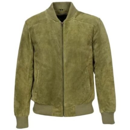 Chris Evans Inspired Olive Green Suede Leather Bomber Jacket
