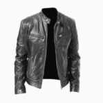 Norman Reedus Inspired Black Cafe Racer Leather Jacket with sleek biker design, premium leather finish, and stylish zipper details.