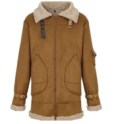 Michael B. Jordan Inspired Tan B3 Leather Coat with soft shearling collar and classic aviator style in premium leather.