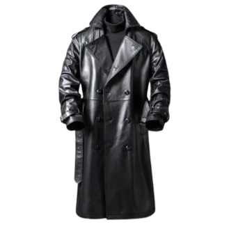 Keanu Reeves Inspired Black Leather Trench Coat
