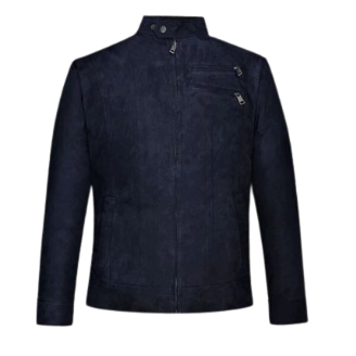 John Travolta Inspired Navy Blue Suede Jacket