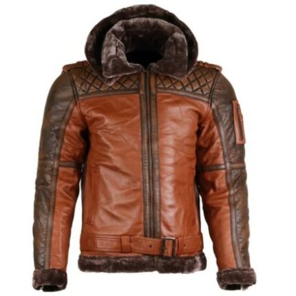 Federico Chiesa Inspired Brown Shearling Leather Jacket for Men featuring premium genuine leather, soft faux shearling lining, classic B3 aviator bomber design, front zipper closure, and warm winter style.