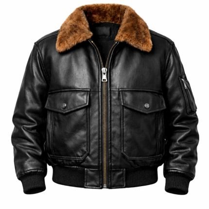 Women's Black Leather Shirt Jacket with Button Front Closure, Zipper Chest Pockets, Tailored Fit, and Premium Leather Finish