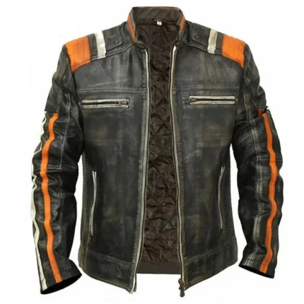 Tom Cruise Inspired Distressed Black Leather Racer Jacket