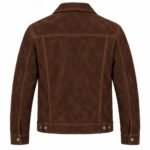 Wilder brown suede leather jacket with structured back and stitched panel details