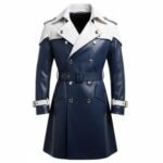 Blue Sovereign Men's Navy Leather Trench Coat
