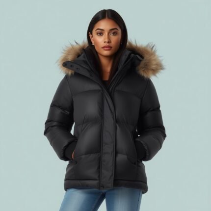 a women wearing puffer jacket