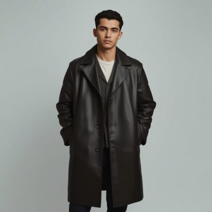 A men wearing a leather coat