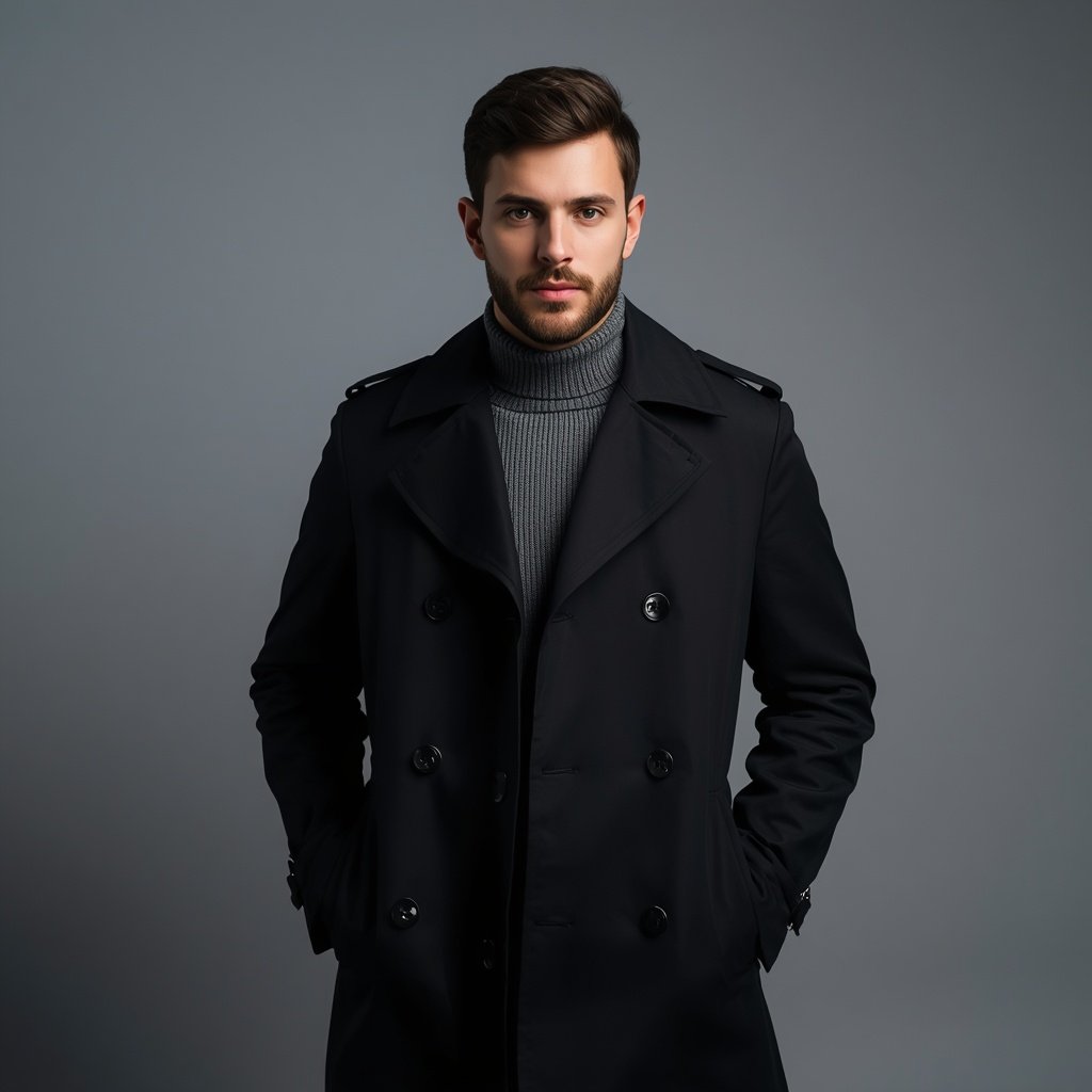 A man wearing a trench coat