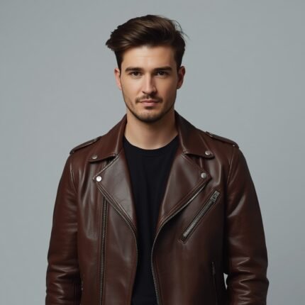 A men wearing leather jacket