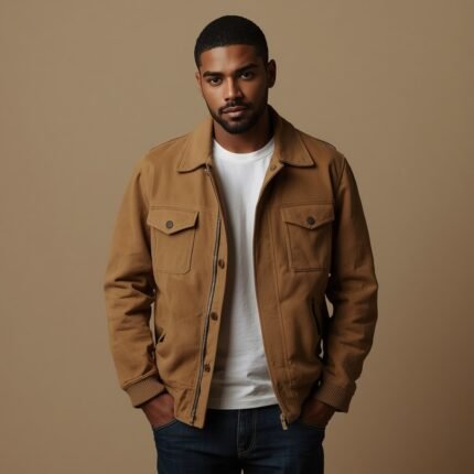A men wearing suede jacket